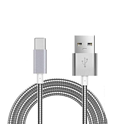 6ft Durable Metal Braided USB-C to USB-C Cable Fast Charging & Data Sync Cord - Compatible with Alcatel Idol 5S, PulseMix, ASUS ROG Phone, ZenFone 4 - Perfect for Gaming, Travel & Office Charging