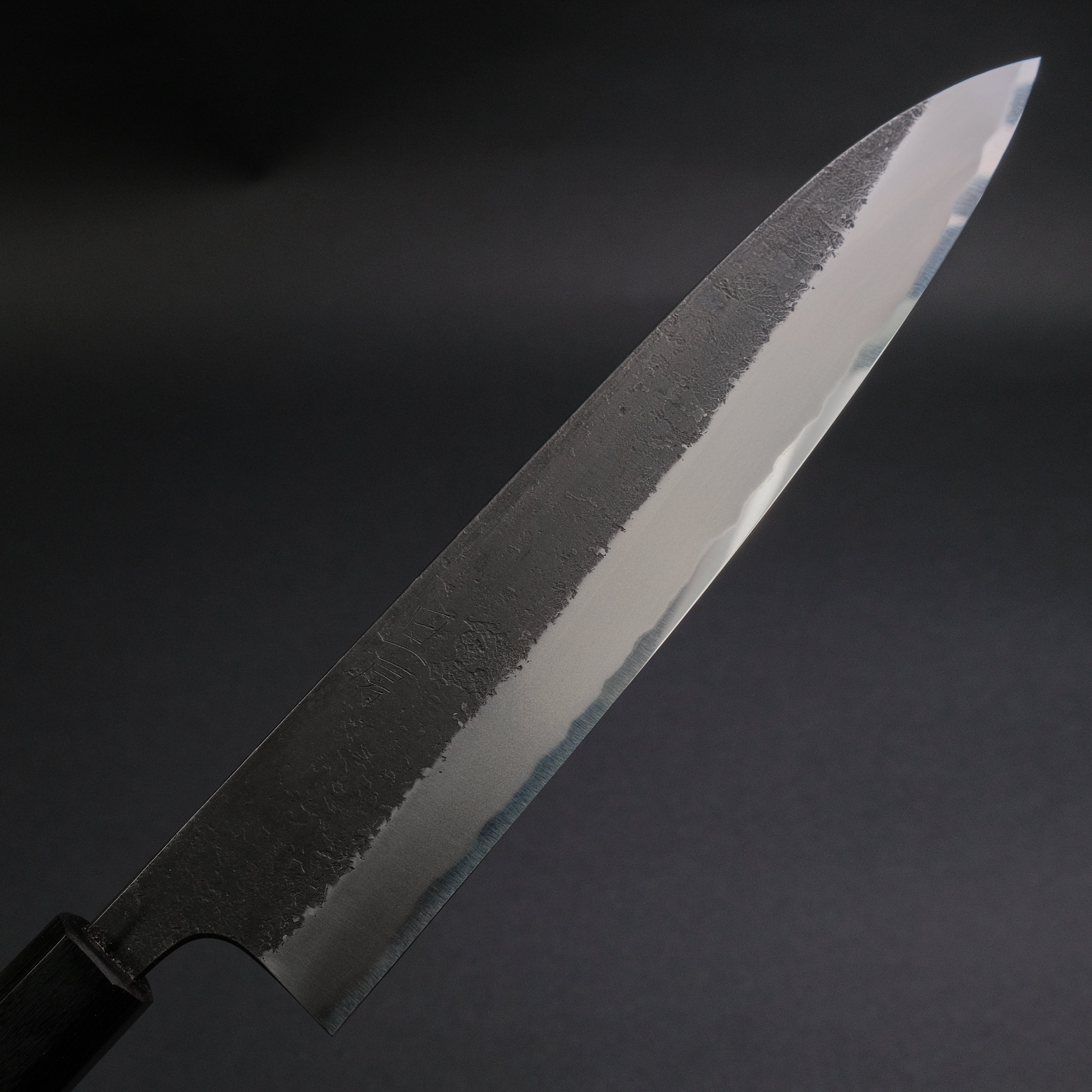 Premium Akifusa Wakui Kurouchi Nashiji Blue #2 Gyuto 240mm Japanese Chef Knife with Ebony Handle - Perfect for Sushi, Meat Slicing & Professional Kitchen Use
