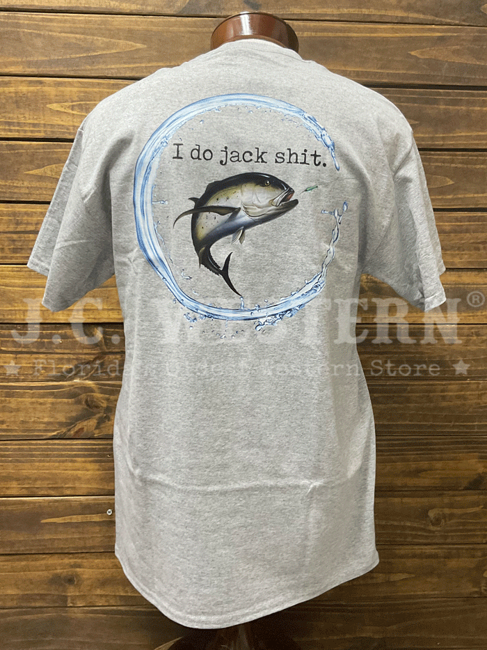 JC Western JCWIDJS SS SGY Men's 'I Do Jack Shit' Funny Sarcastic Short Sleeve Pocket T-Shirt - Silver Grey - Casual Wear for Everyday Outfits & Relaxing at Home