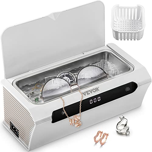 VEVOR Professional Ultrasonic Jewelry Cleaner 500ML, 45kHz Stainless Steel Ultrasonic Cleaner with Digital Timer & Touch Control - Perfect for Cleaning Watches, Glasses, Rings, Earrings and Other Delicate Jewelry at Home or in Jewelry Stores