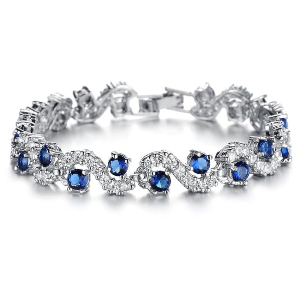 18ct Gold Plated Cubic Zirconia Tennis Bracelet for Women - Elegant Crystalline Azuria Design in White or Yellow Gold - Perfect for Weddings, Parties & Special Occasions