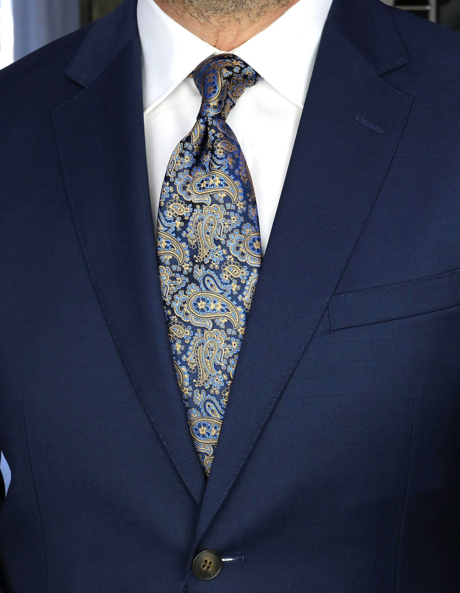 DÉCLIC Kassel Paisley Tie Navy Blue - Stylish Men's Necktie for Business, Weddings & Formal Occasions