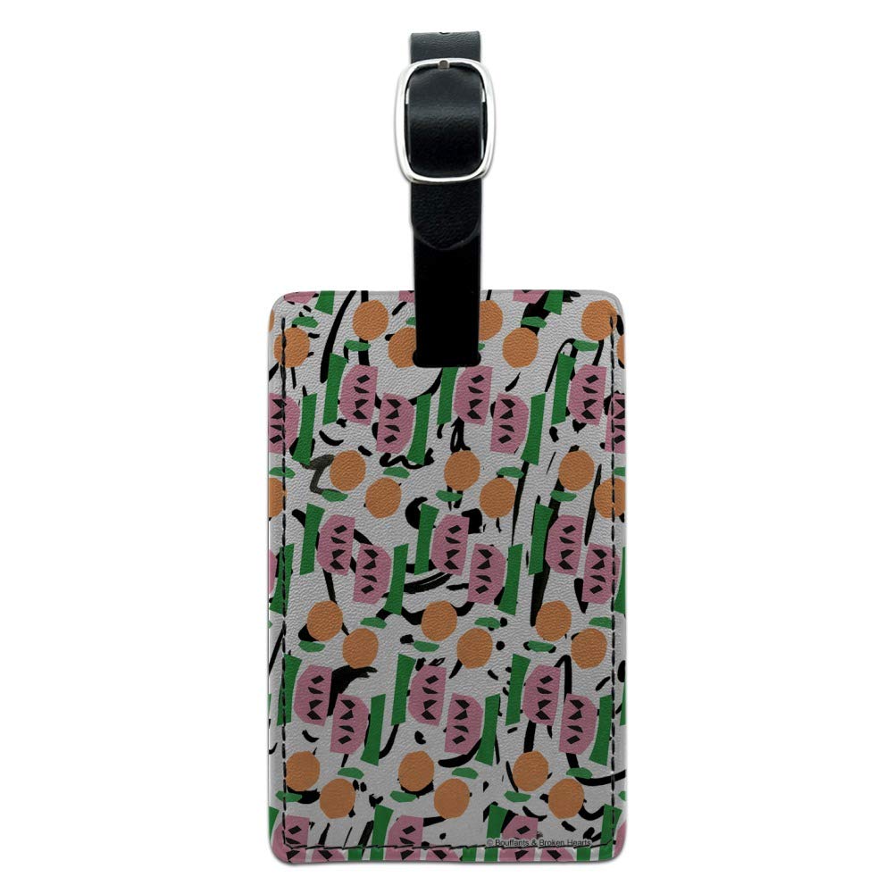 Modern Art Fruit Design Leather Luggage Tag - Rectangle Suitcase ID Card Holder for Travel Carry-On Bags | Perfect for Business Trips & Vacation Identification