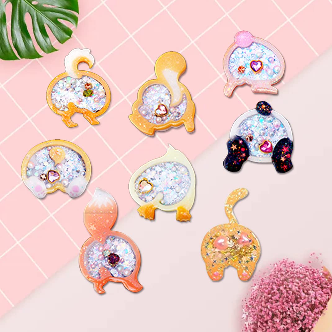 iSuperb 8 Styles Silicone Resin Shaker Molds - Animal Butt Shape Quicksand Molds for DIY Jewelry, Keychains & Pendants - Perfect for Resin Casting, Epoxy Crafts & Unique Home Decor (8-Piece Set)