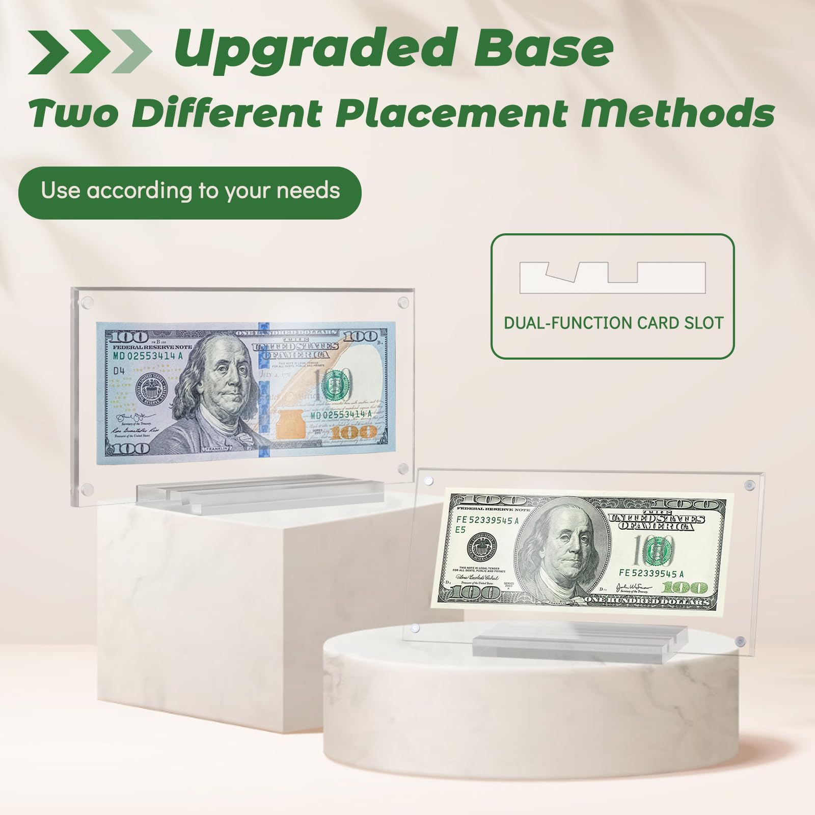 Acrylic Dollar Bill Frame - Money Display Holder for Collectors & Currency Protection | Perfect for Bill Collections, Tickets, Paper Money Storage & Home/Office Decor (1 Pack)