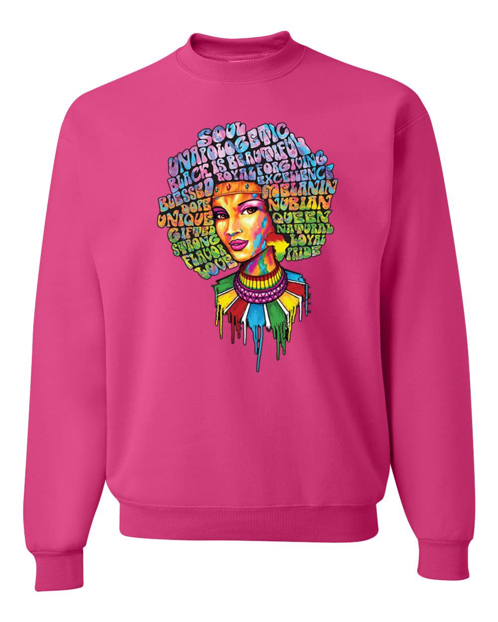 Wild Bobby Words of Character Strong Black Woman Black Pride Unisex Crewneck Graphic Sweatshirt | Motivational Apparel for Women & Men | Perfect for Casual Wear, Street Style & Empowerment Events