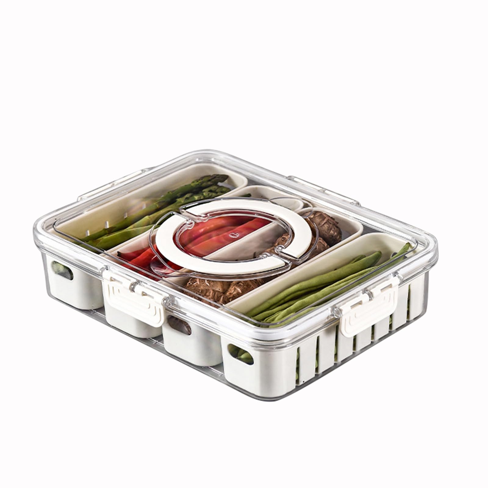 Clear Stackable Refrigerator Organizer with Lids - 4 Compartment Fridge Storage Containers for Fresh Food Organization | Perfect for Meal Prep, Leftovers & Snack Storage in Kitchen, Office or Dorm