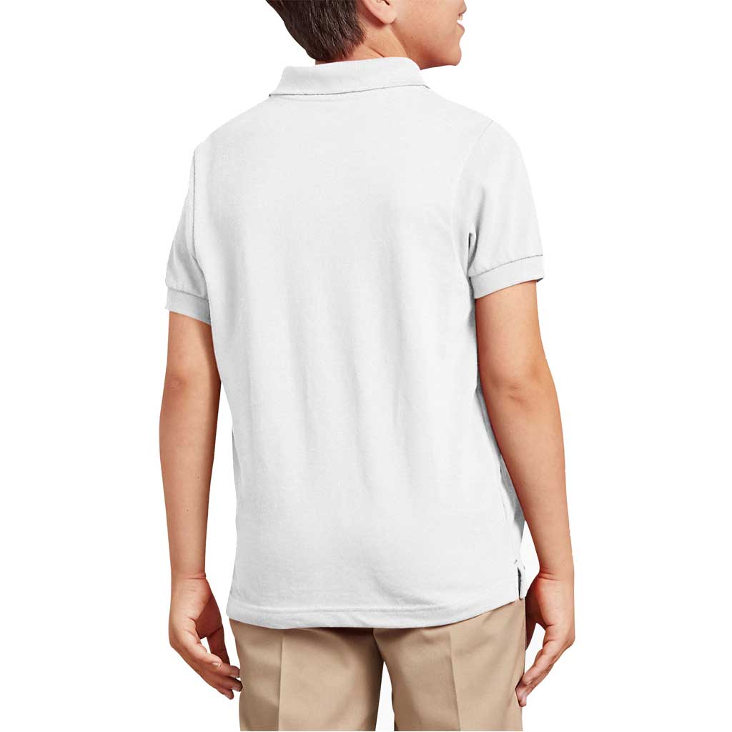 Dickies Youth Pique Polo Shirt for Boys & Girls - Comfortable Cotton Blend Short Sleeve Shirt - White - Perfect for School Uniforms, Sports & Casual Wear