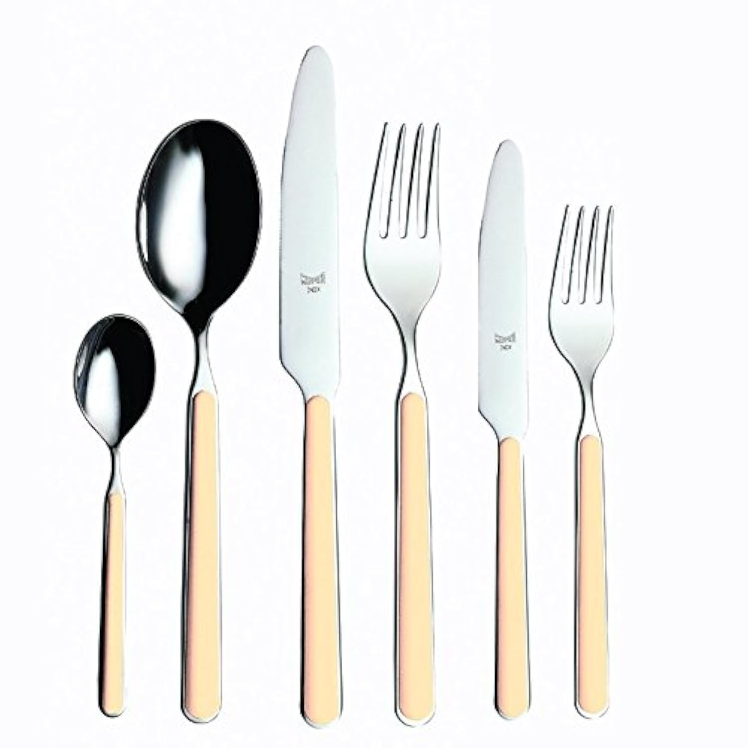 Premium MEPRA Flatware Set - Elegant Vanilla Color, 18/10 Stainless Steel Silverware for 4, 5, or 6 People - Perfect for Fine Dining, Wedding Gifts & Upscale Dinner Parties