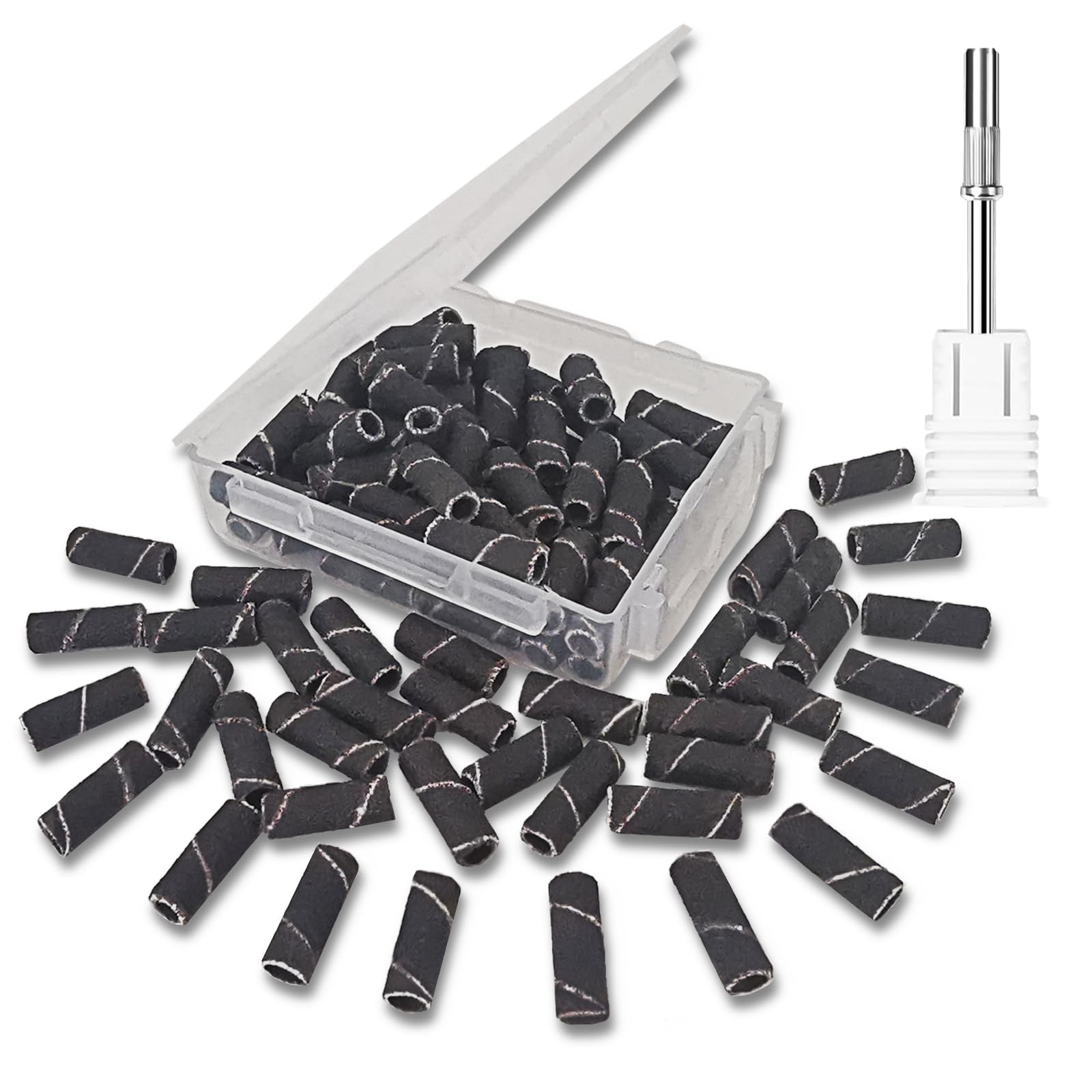 Corfulra Upgrade 50-Piece Small Sanding Bands for Nail Drill - 150 Fine Grits Professional Nail Drill Bits Set with Mandrel for Natural Nails | Must-Have Nail Tech Accessories | Perfect for Manicure, Pedicure & Nail Art Salon Use