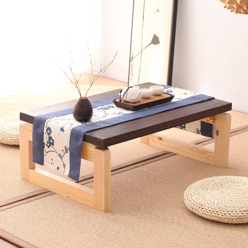RebeSCo Folding Small Coffee Table - Japanese Style Low Tea Table for Living Room, Bedroom, Office - Compact Laptop Desk (Brown, 90x50x30cm) | Perfect for Small Spaces, Tea Ceremonies & Work from Home