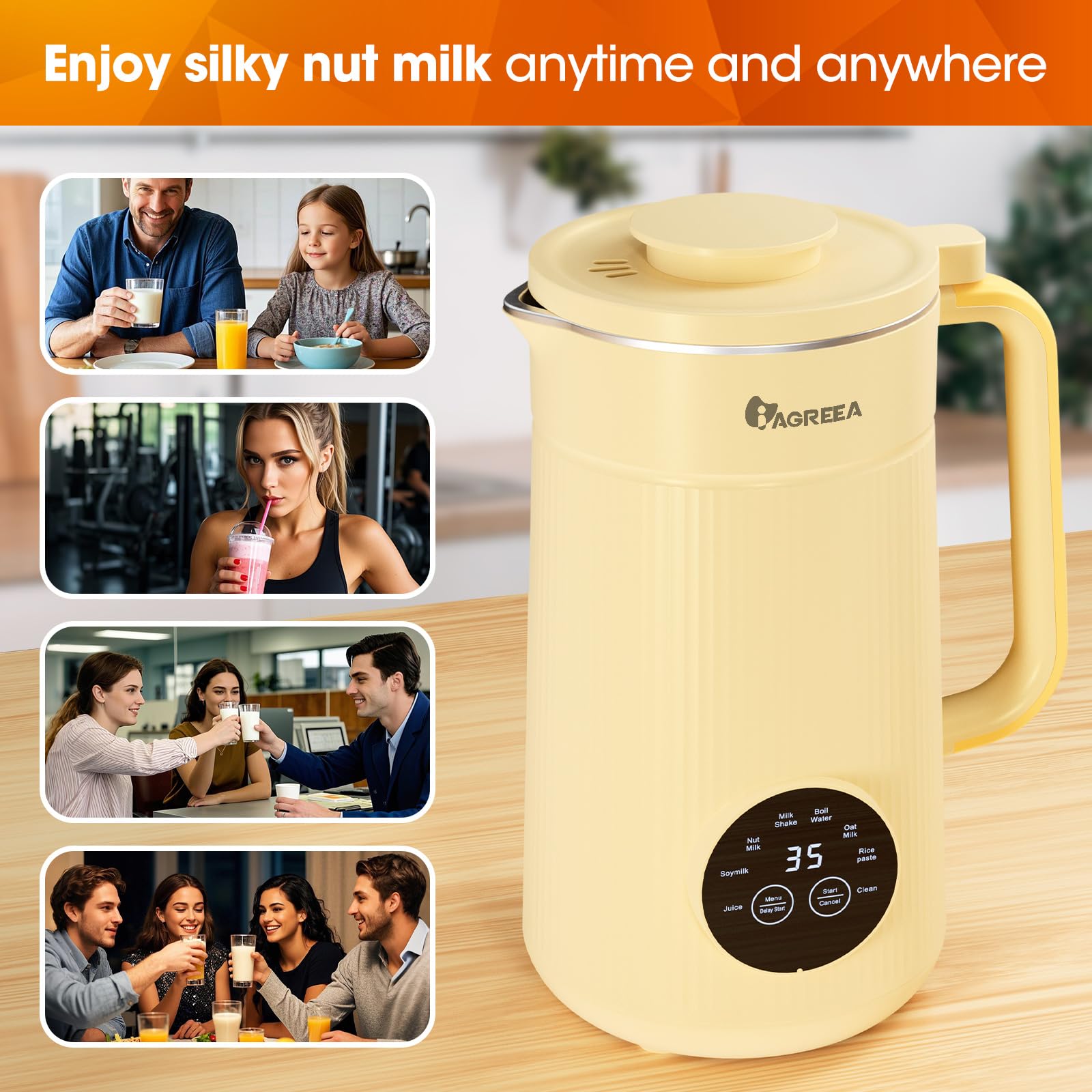 8-in-1 Automatic Nut Milk Maker Machine - 35oz Electric Blender for Homemade Almond, Walnut, Soy & Plant-Based Milk | Self-Cleaning with Delay Start | Perfect for Baby Food, Healthy Smoothies & Vegan Diets | Kitchen Essential for Dairy-Free Lifestyles