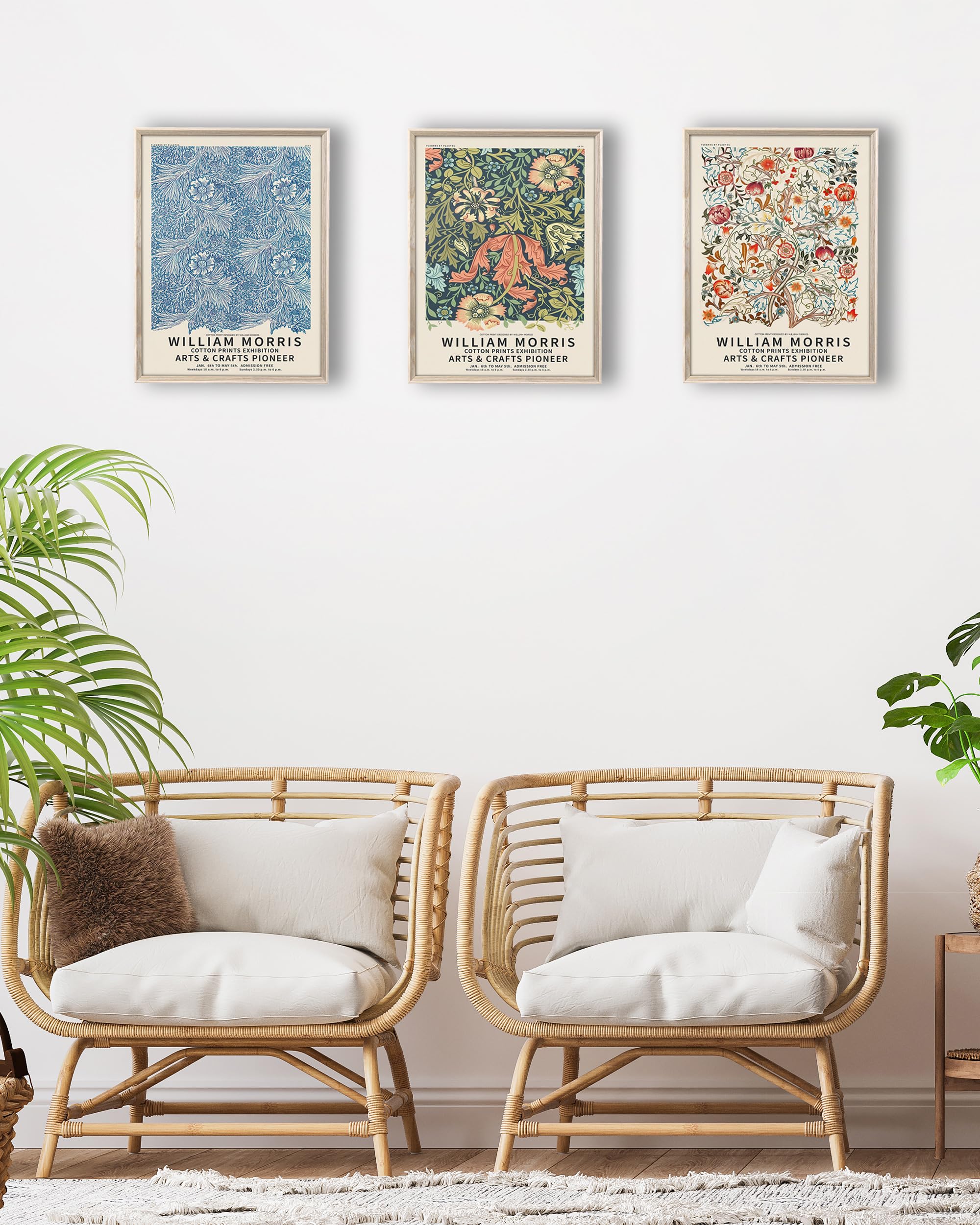 UPWOIGH 12x16 Oak Wood Picture Frame - Set of 3 Large Minimalist Poster Frames, Natural Beige Deep-Set 12