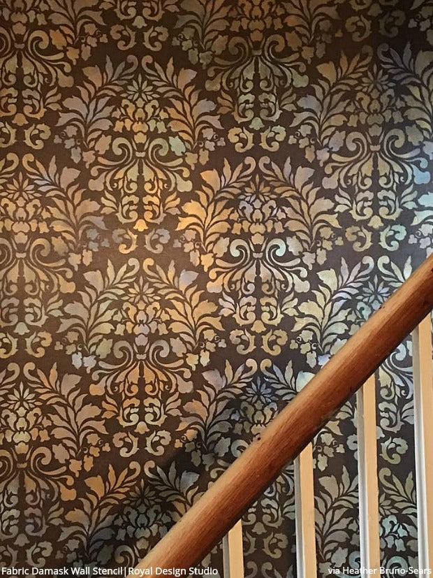 Grand Fabric Damask Wall Stencil - Reusable DIY Painting Template for Home Decor, Accent Walls & Furniture | Perfect for Bedroom, Living Room & Nursery Makeovers