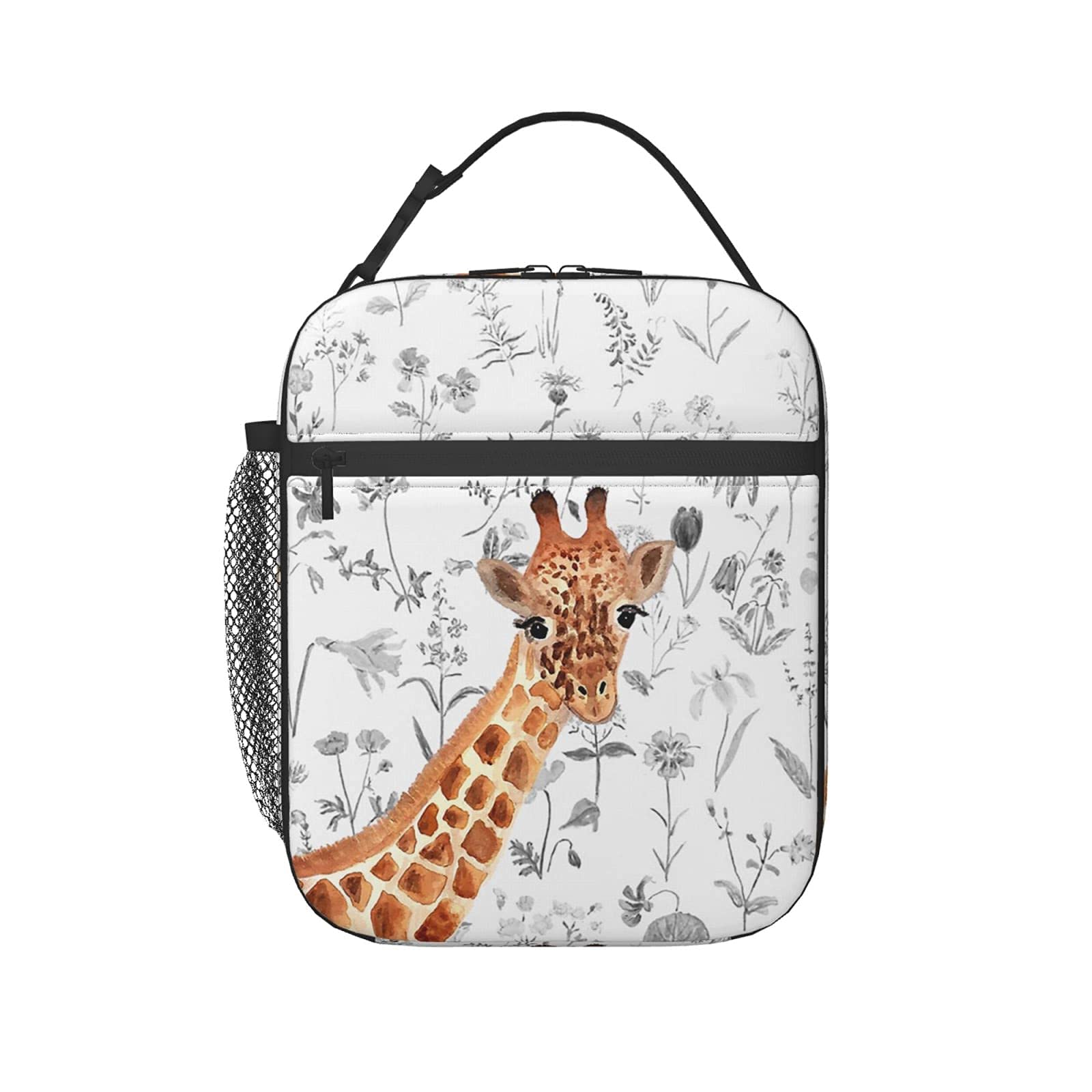 Insulated Giraffe Print Lunch Bag for Women & Men - Reusable Tote Lunch Box for Work, School, Picnic, Travel & Outdoor Activities
