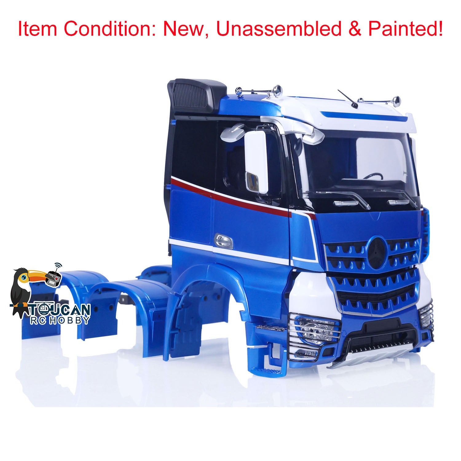 1/14 Scale 6x6 RC Tractor Truck Plastic Cabin & Body Kit - Painted Hobby Model for Radio Controlled Emulated Vehicles | Perfect for Off-Road Adventures & RC Car Collectors