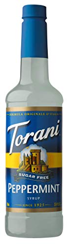 Torani Sugar Free Peppermint Syrup - 25.4 oz (750ml) | Zero Calorie Flavoring for Coffee, Cocktails & Desserts | Keto, Vegan & Diabetic Friendly Beverage Enhancer