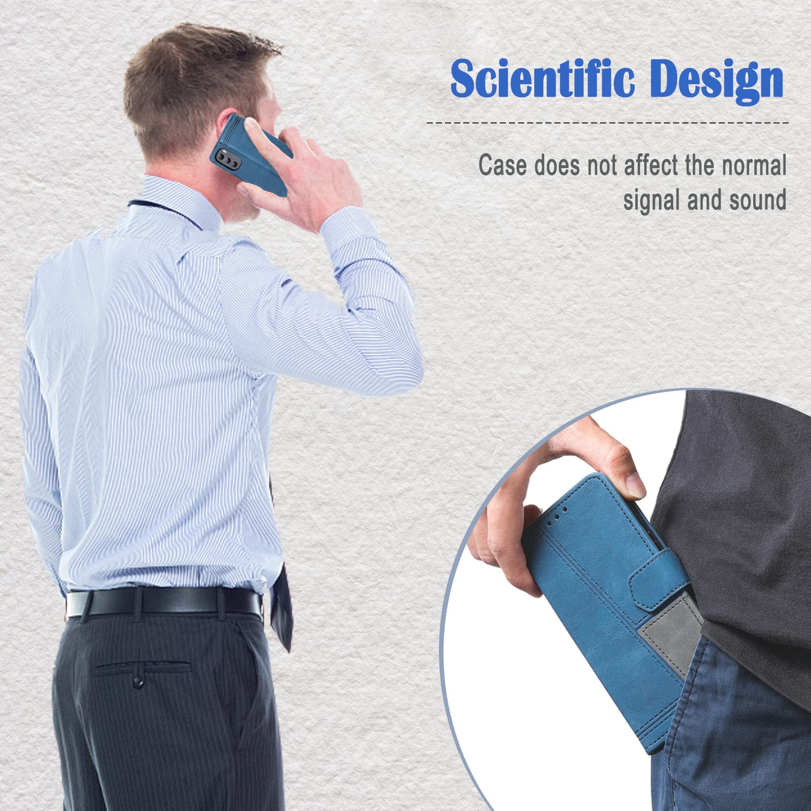 Premium PU Leather Magnetic Wallet Case for Moto G Stylus 5G 2022 - Shockproof TPU Bumper & Card Slots | Perfect for Work, Travel & Everyday Protection (Blue)
