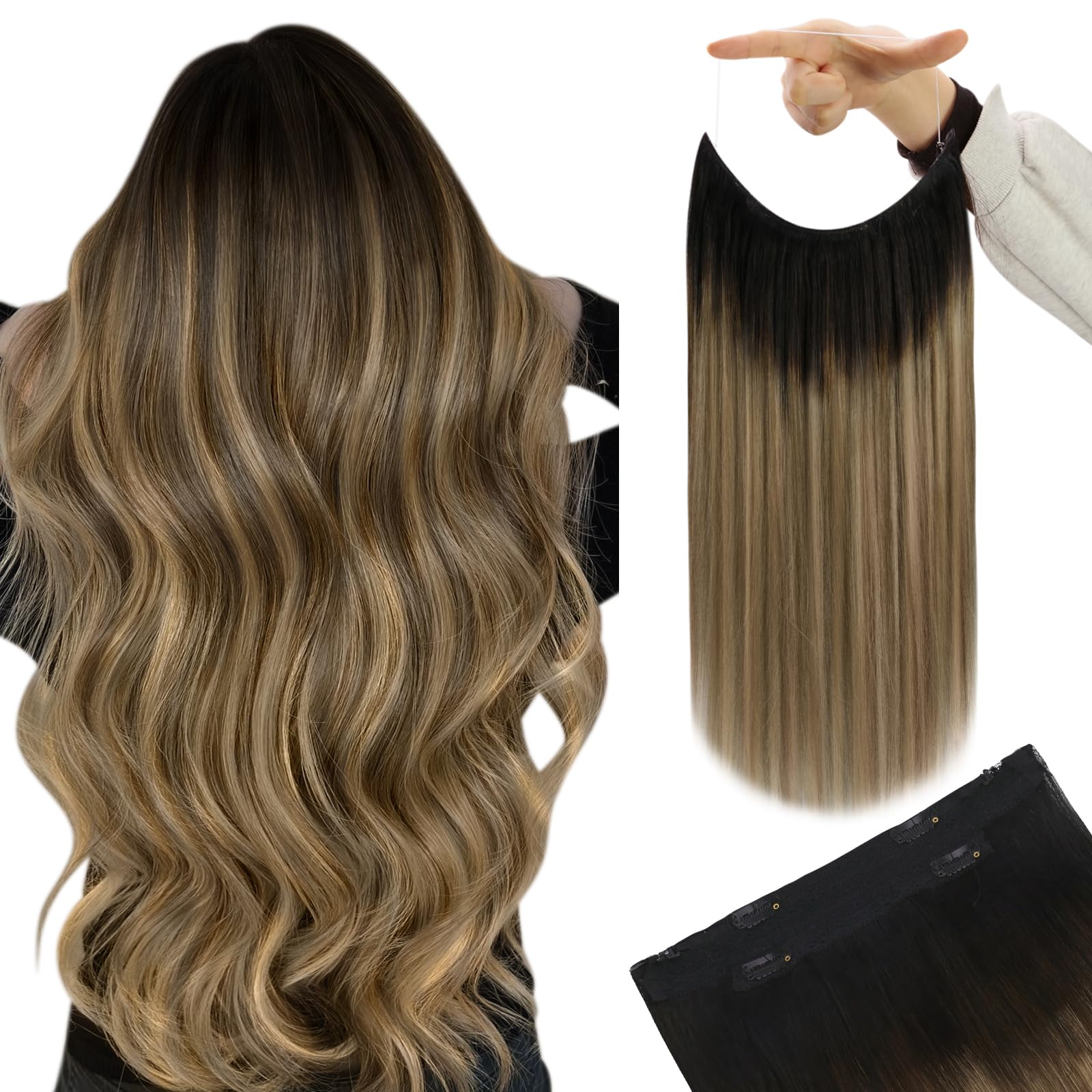 Premium 100% Human Hair Wire Hair Extensions for Women - Clip-In, Heat Resistant, Natural Look for Daily Styling & Special Occasions