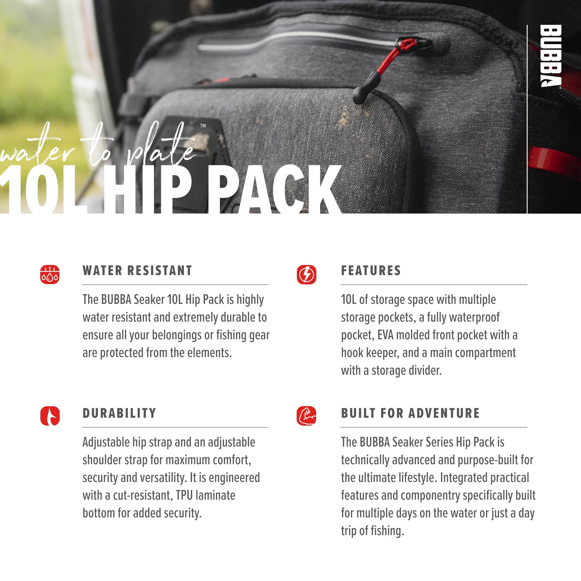 BUBBA Speaker Series Premium Dry Travel Bag - 10L Waterproof Fishing Gear Storage - Extreme Weather-Resistant Materials - Perfect for Anglers, Kayaking, Camping & Outdoor Adventures
