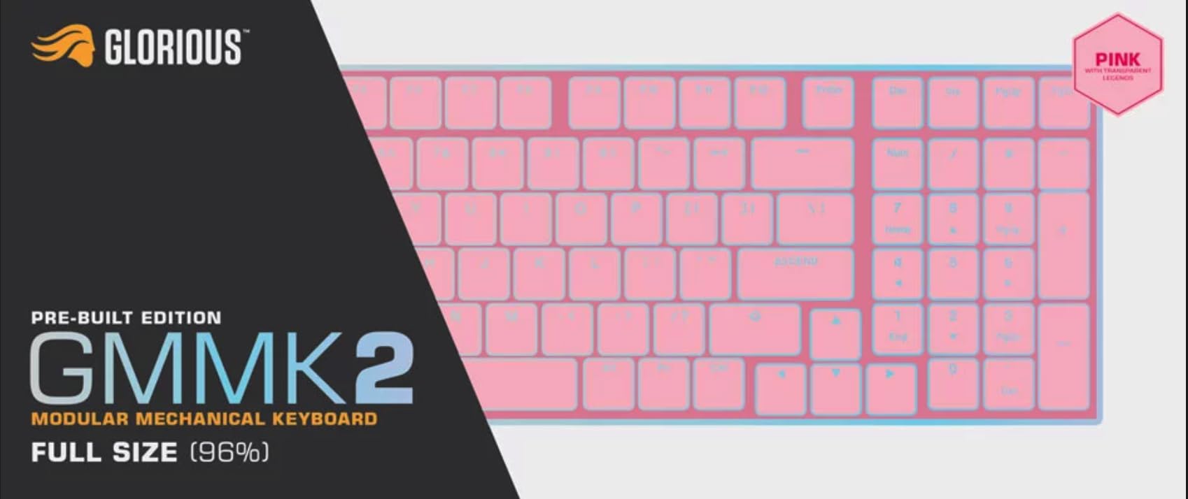 Glorious GMMK 2 Full Size (96%) Mechanical Gaming Keyboard - Aluminum Frame, Hot-Swappable, Double-Shot Keycaps, Glorious Fox Switches, RGB Backlit, German QWERTZ Layout - Pink | Perfect for Esports, Streaming & Office Work