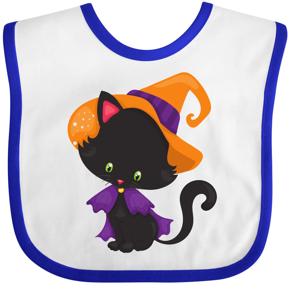 Inktastic Halloween Cat Baby Bib - Cute Black Cat with Witch Hat - Perfect for Halloween Parties & Baby Costumes