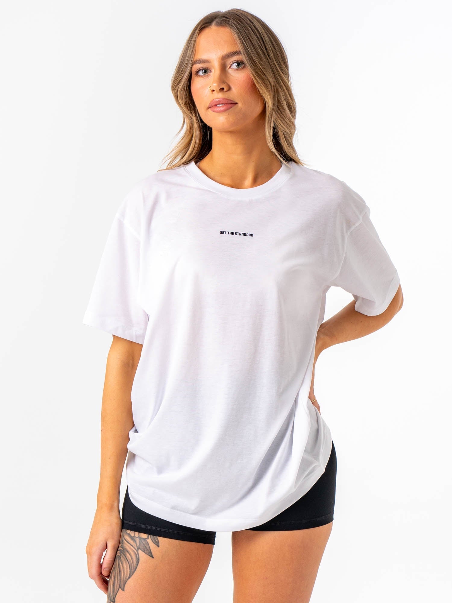Emerge Oversized T-Shirt for Women - Soft Cotton White Tee - Casual Loungewear & Streetwear Fashion