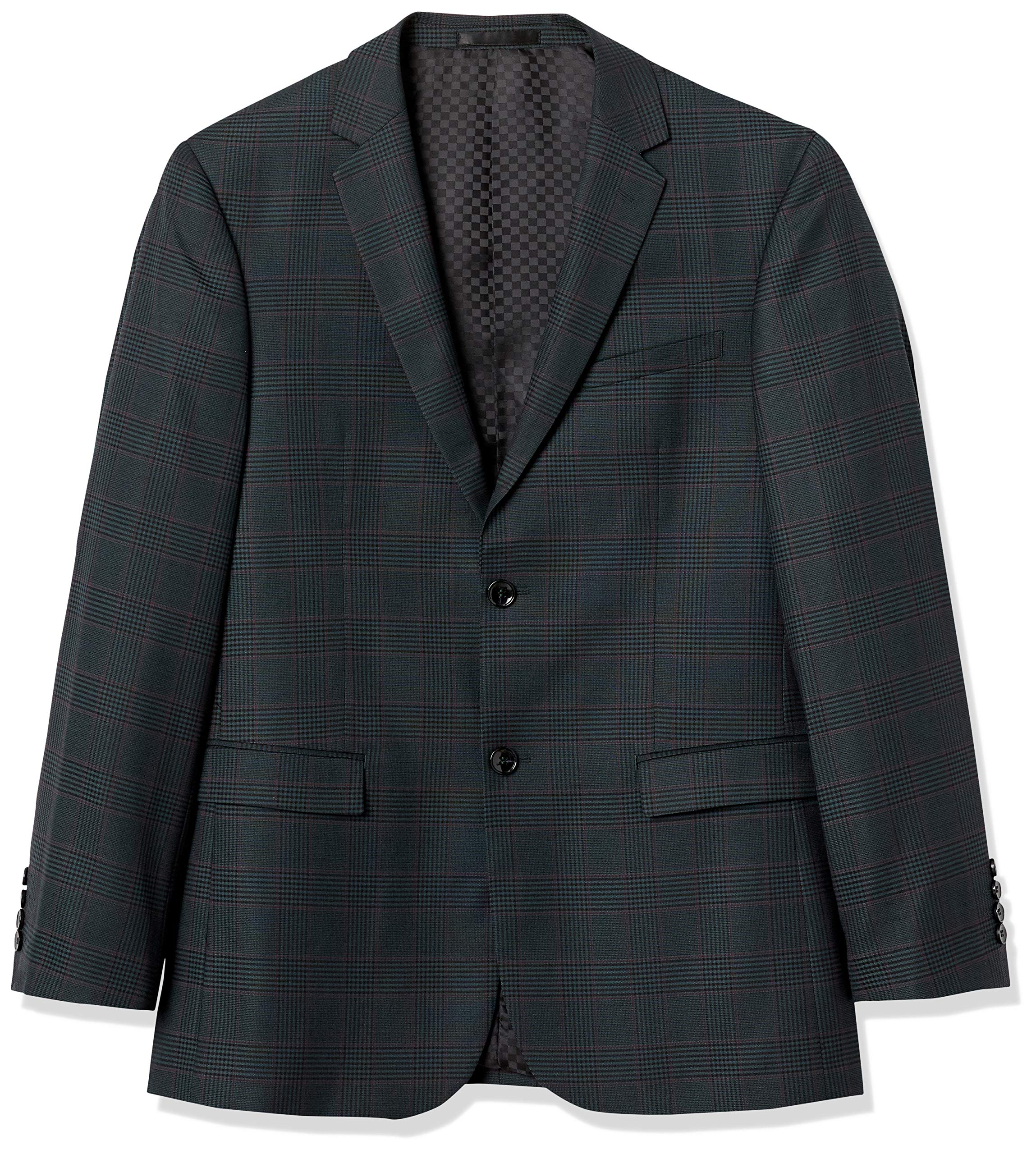 Adam Baker Men's Ultra Slim Fit Notch Lapel Plaid Sport Coat Blazer - Stylish Formal & Business Attire for Weddings, Office & Special Events