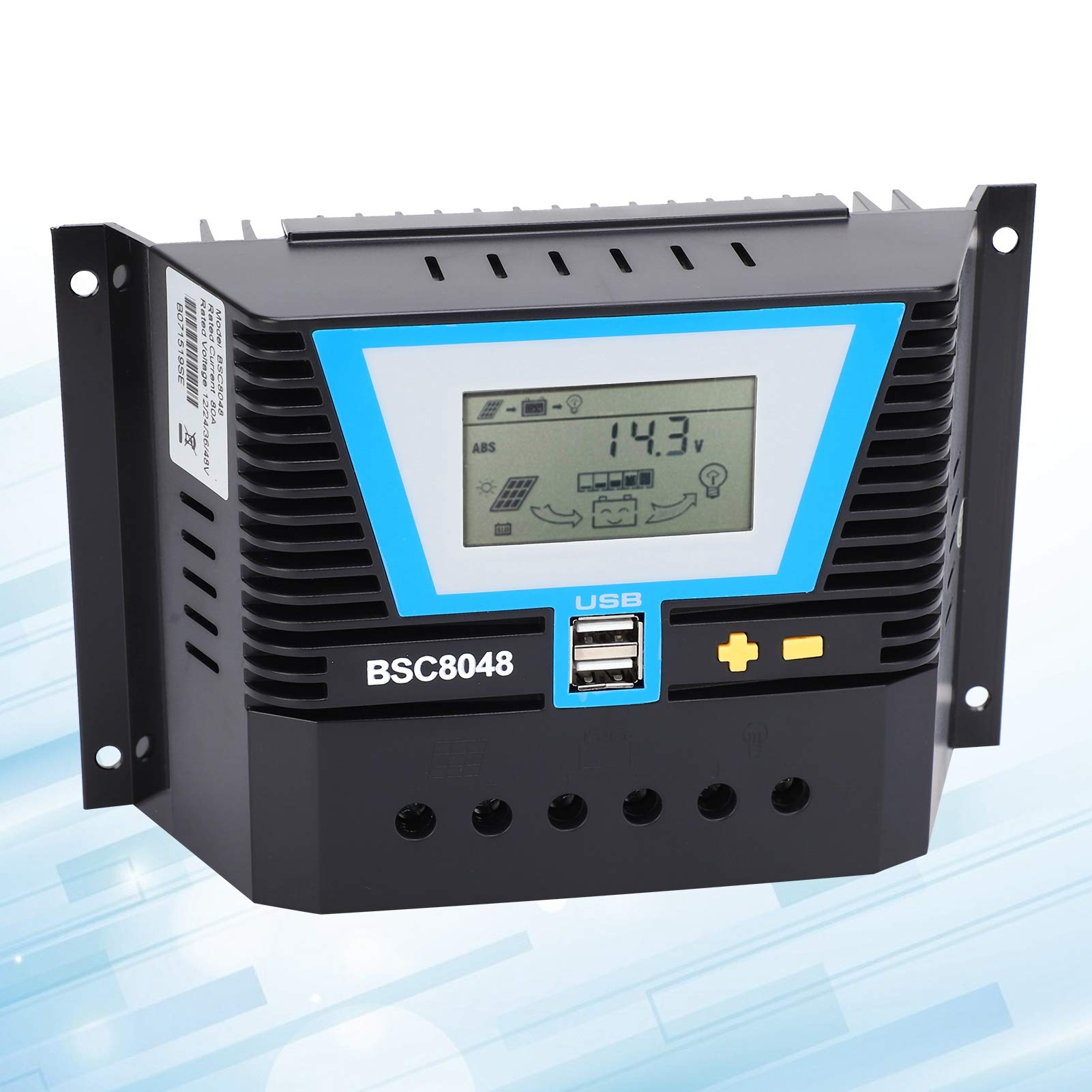 Heayzoki Solar Charge Controller - Intelligent MPPT Recognition, Multi-Battery Compatible, Durable & Efficient Solar Panel Regulator for RV, Boat, Off-Grid Homes | Long Lifespan & Weatherproof Design