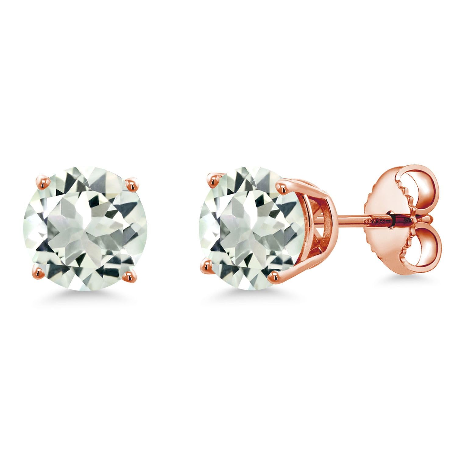Gem Stone King 18K Rose Gold Plated Sterling Silver 6MM Round Birthstone Stud Earrings for Women & Men | Personalized Jewelry Gift for Birthday, Anniversary & Special Occasions