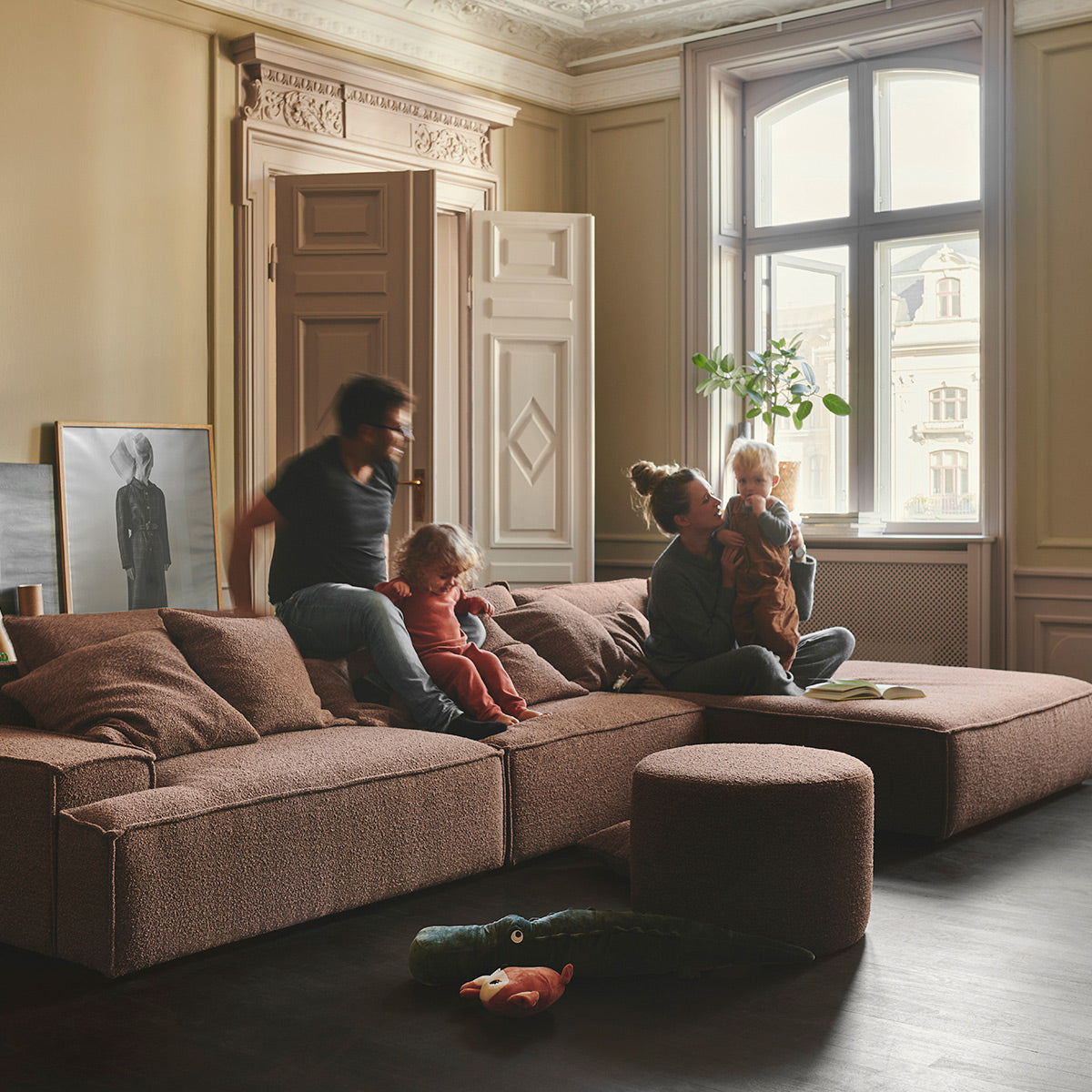 Daphne Boucle 1-Seater Left Arm Modular Sofa - Modern Compact Loveseat for Small Spaces, Apartments & Cozy Living Rooms