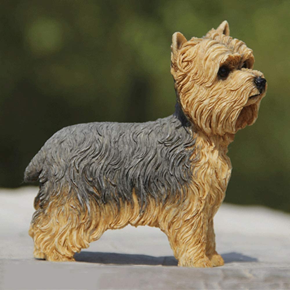 Realistic Yorkshire Terrier Dog Model - 9x4x7.5cm Resin Standing Dog Figure for Home Desktop Decor, Car Dashboard Display, Craft Collection & Pet Lover Gift