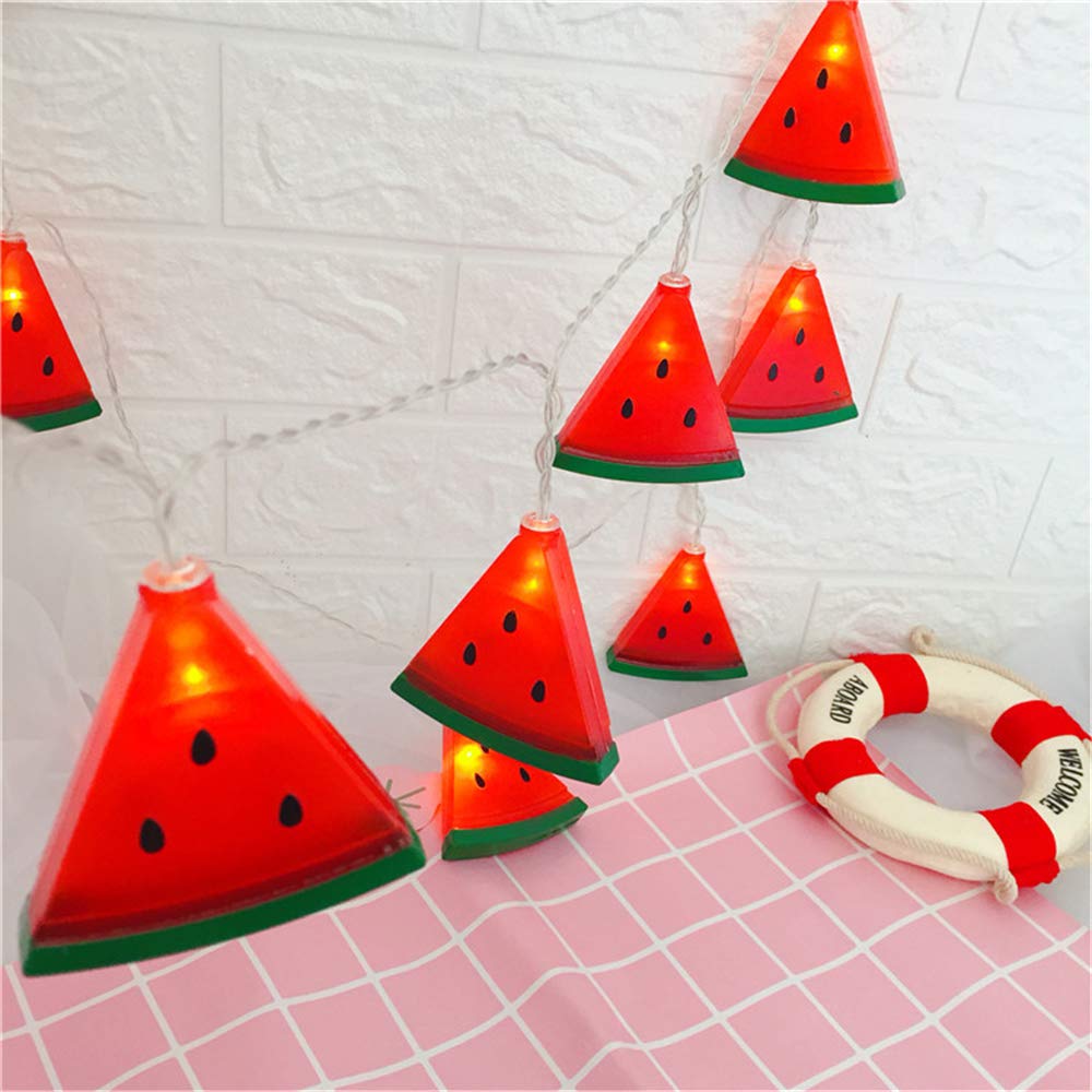 LED Watermelon String Lights - 10ft 30 Bulbs Battery Operated Indoor/Outdoor Fairy Lights for Christmas, Wedding, Party, Hawaiian Luau & Home Decor - Perfect for Patio, Garden, Bedroom & Event Decorations