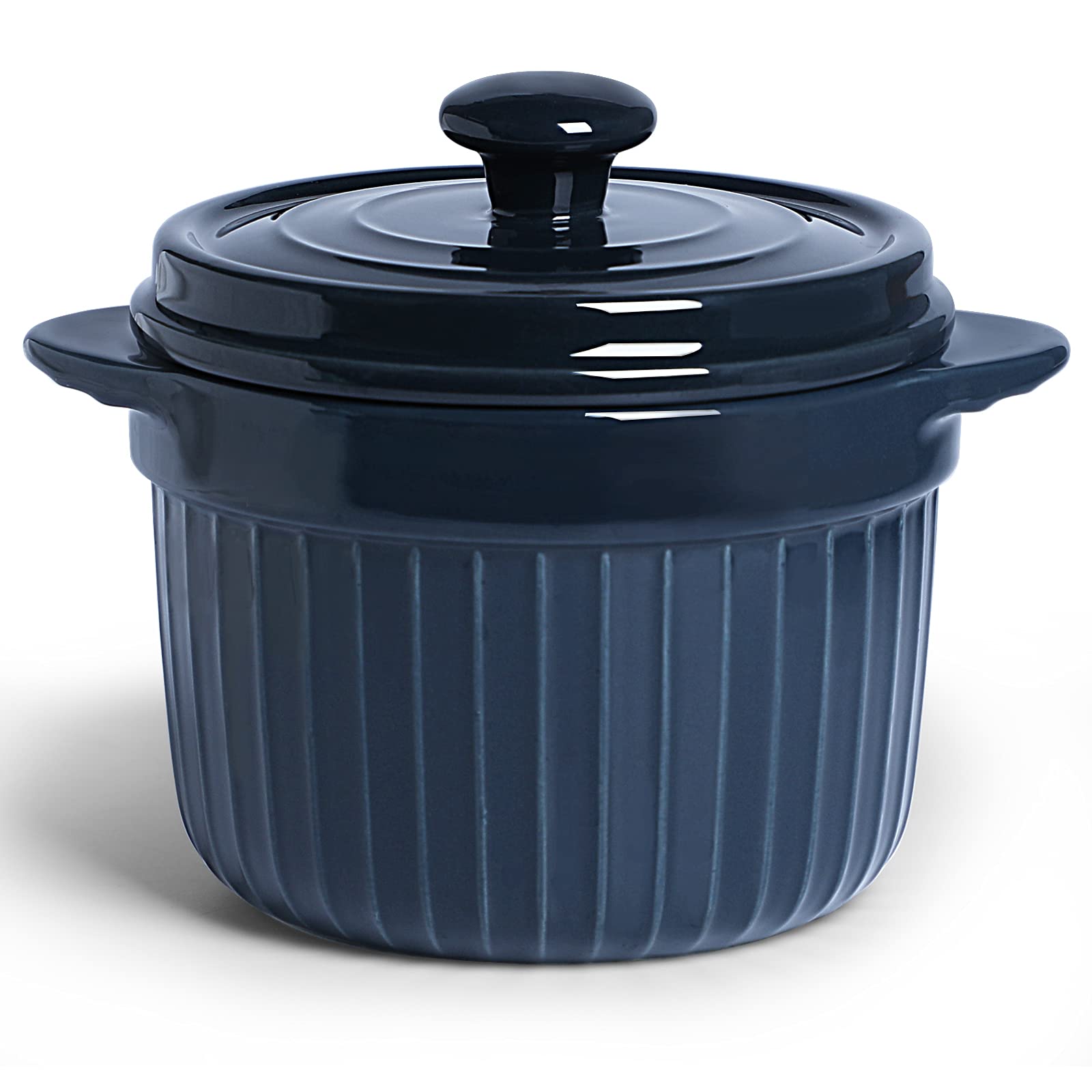 ONTUBE 17oz Ceramic Candy Jar with Lid - Porcelain Cookie & Candy Storage Container - Airtight Kitchen Canister for Cookies, Sweets, Nuts (Navy Blue) - Perfect for Home, Office, Party & Gift Giving