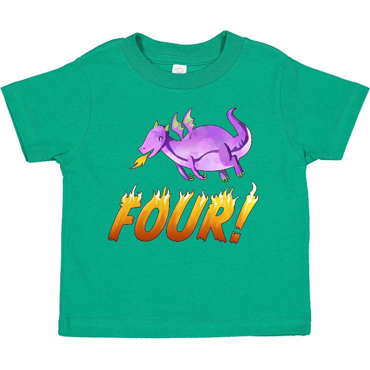 Purple Dragon Toddler T-Shirt - 4th Birthday Fire Breathing Graphic Tee for Boys & Girls - Cute Kids Outfit for Birthday Parties & Playdates