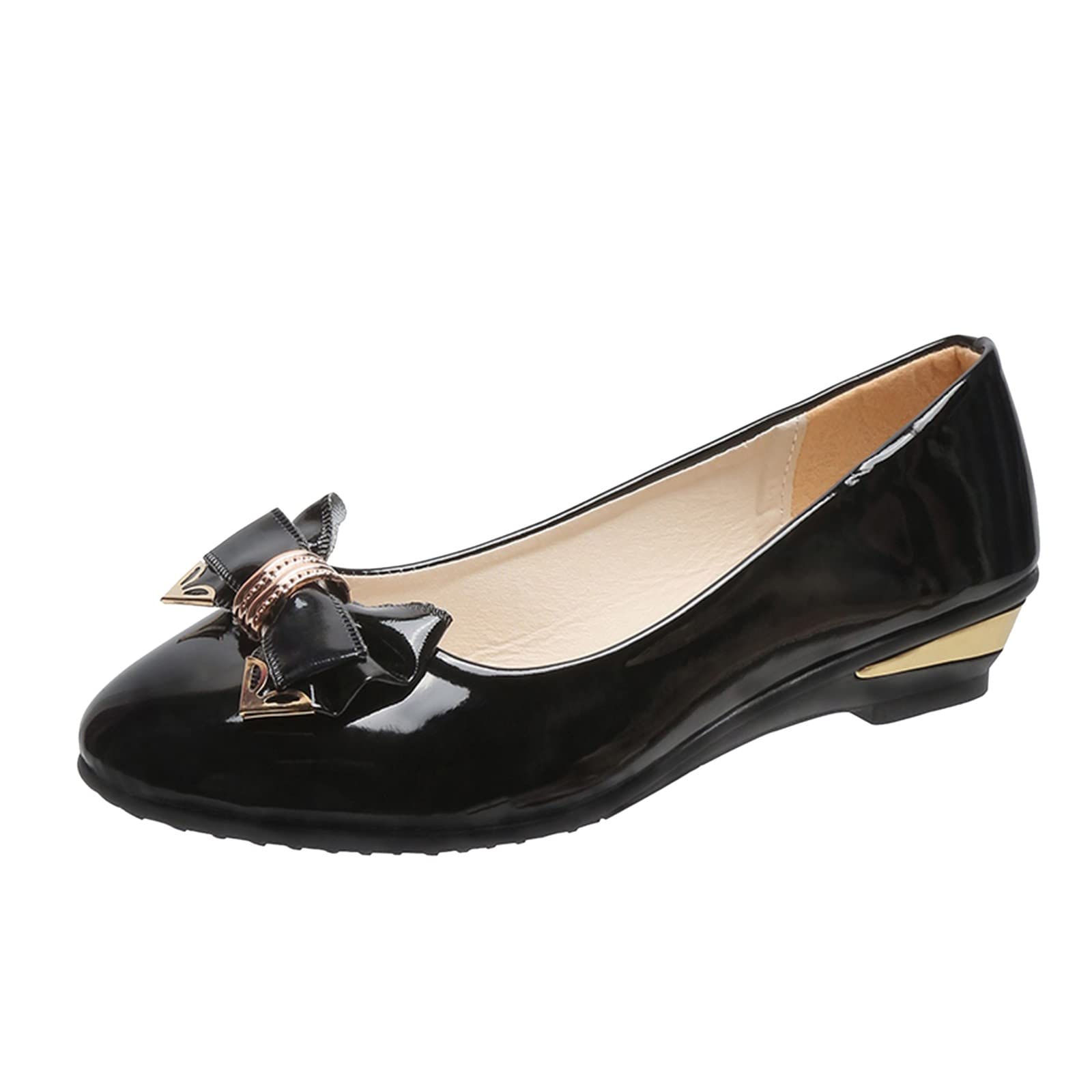 Women's Loafers Shoes - Fashionable Summer Casual Bow Metal Low Heel Slip-On Canvas Sneakers for Work, Travel & Everyday Wear