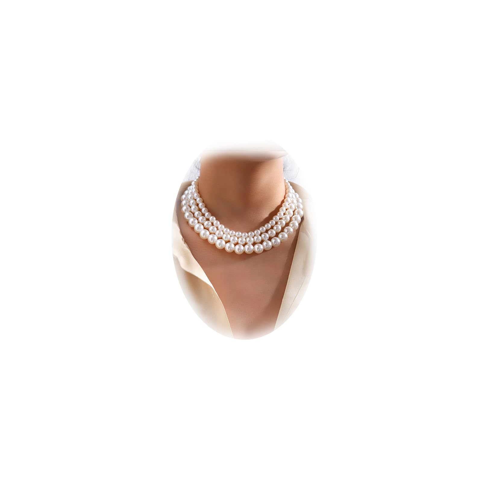 Elegant 3-Layer Pearl Necklace for Women - Multi-Strand Bridal Choker Jewelry for Wedding, Party & Special Occasions | Perfect Gift for Brides, Anniversary & Formal Events