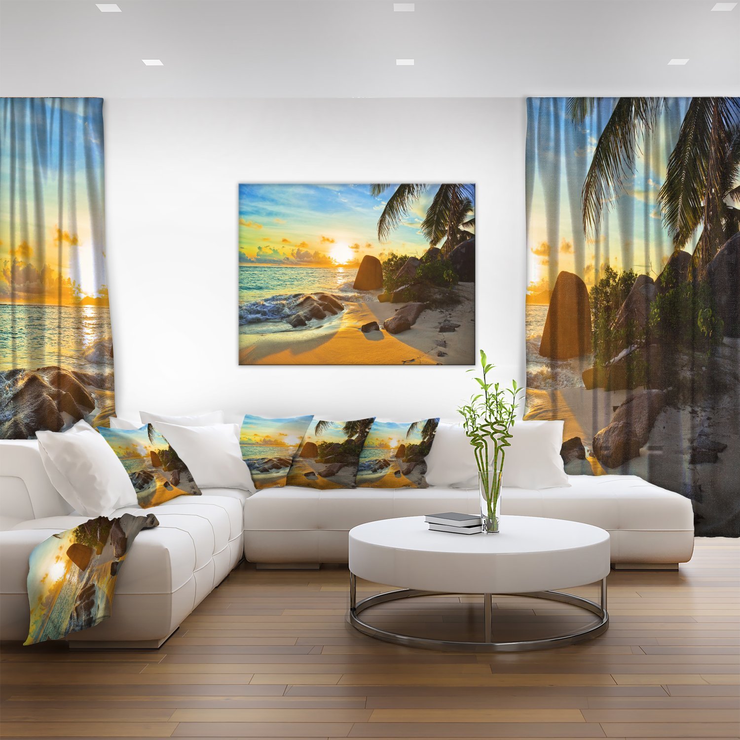 Stunning Tropical Beach Sunset Landscape Photography Canvas Print - Perfect for Living Room, Bedroom & Office Wall Decor