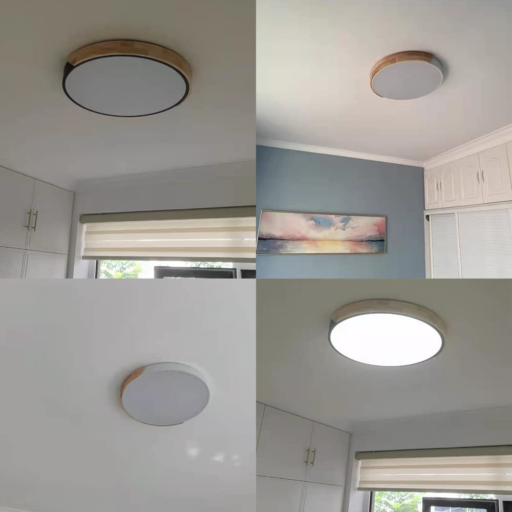 20 Inch LED Flush Mount Ceiling Light Fixture - Dimmable Modern Wood Recessed Lighting, 36W Close to Ceiling, 3000K-6000K Color Temperature - Perfect for Living Room, Bedroom, Kitchen & Office Lighting