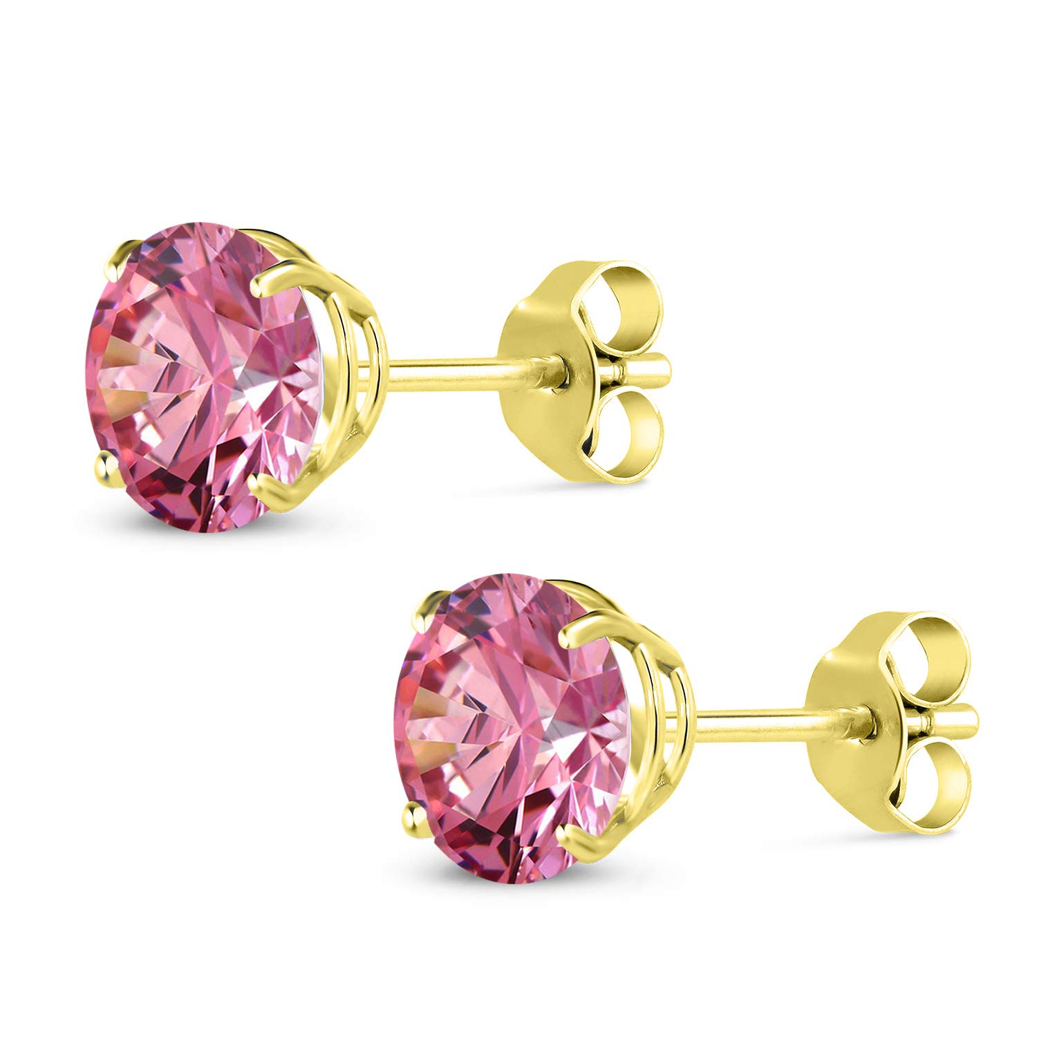 10K Yellow Gold Round 7MM Gemstone Birthstone Stud Earrings for Women & Men - Perfect Gift for Anniversary, Birthday & Special Occasions | Gem Stone King