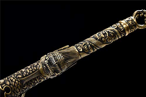 Chinese Dragon King Jian Sword - Handcrafted Damascus Steel Katana with Razor Sharp Blade - Perfect for Martial Arts Training, Cosplay, and Collectors
