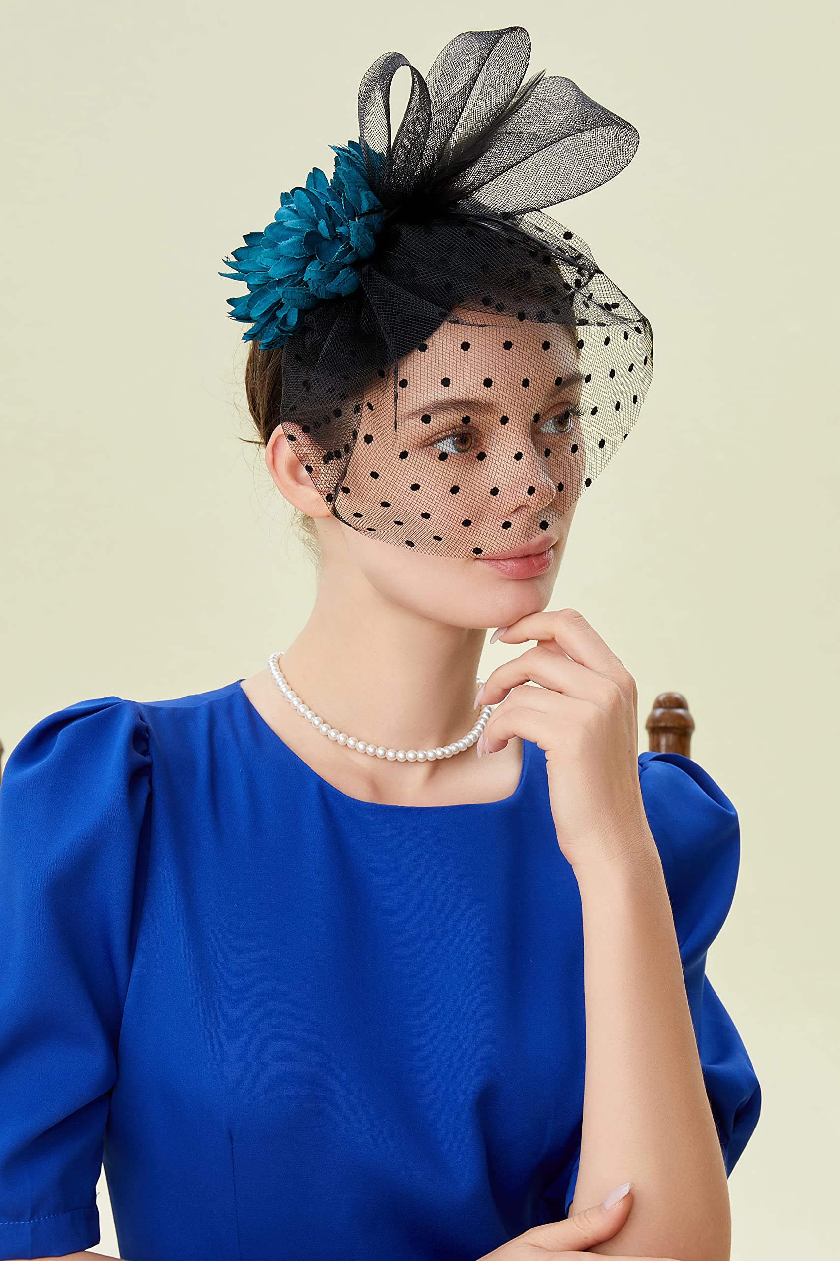 Elegant Women's Fascinator Hats with Feathers & Flowers - Derby Tea Party Hair Accessories for Weddings, Cocktail Parties & Kentucky Events | Perfect for Church, Races & Special Occasions