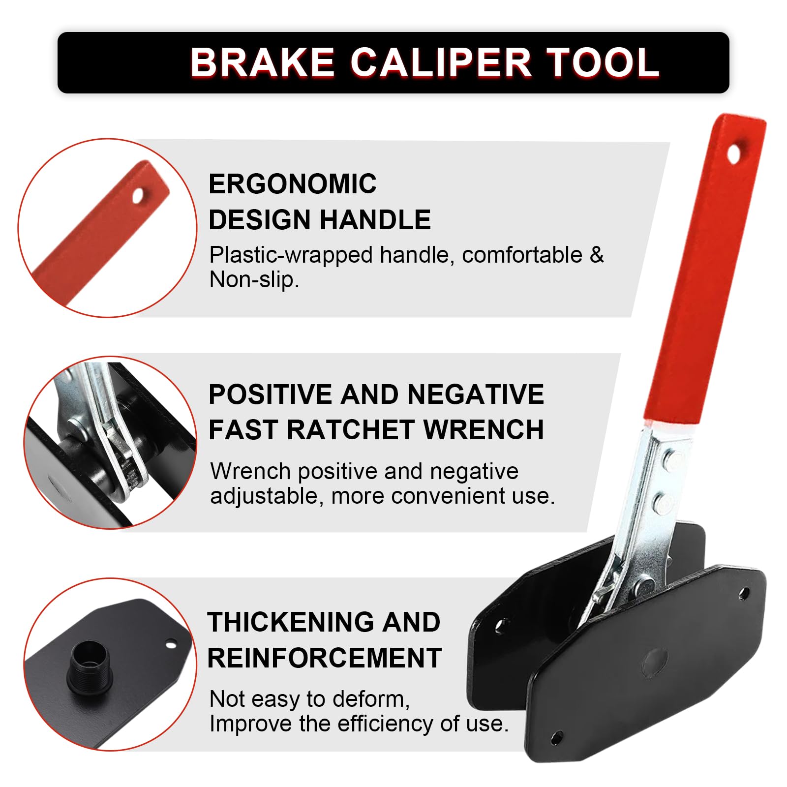 360 Degree Adjustable Brake Caliper Compression Tool - 4-in-1 Universal Disc Brake Piston Press Kit with Dual Hangers & Ratchet System | Perfect for DIY Car Maintenance, Truck Brake Repair & Motorcycle Servicing