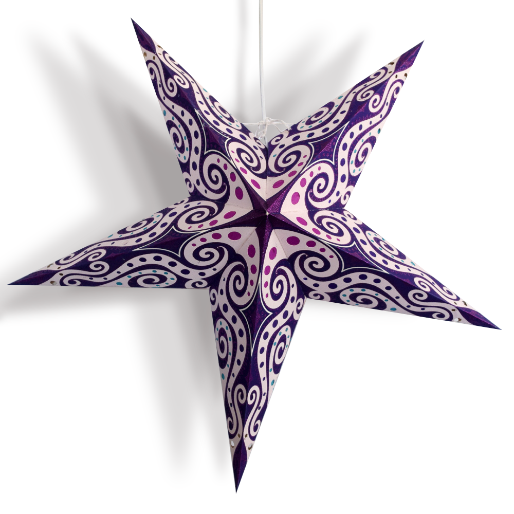 24 Pack Purple and Pink Mouri Paper Star Lanterns - Hanging Decorative Lights for Bedroom, Party, Wedding & Outdoor Decor