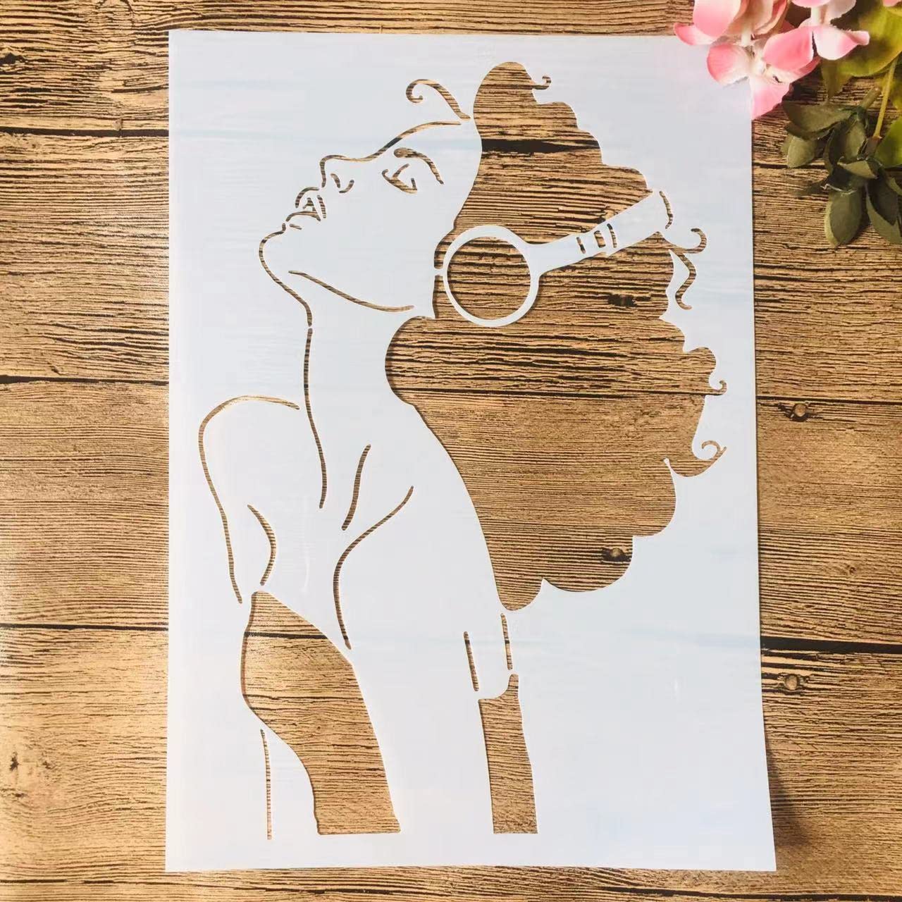 Fashion Hair Girl Headset Stencil - Reusable A4 29cm Art Painting Templates for DIY Crafts, Wall Decor & Home Decoration | Perfect for Canvas Painting, Scrapbooking & Gift Wrapping
