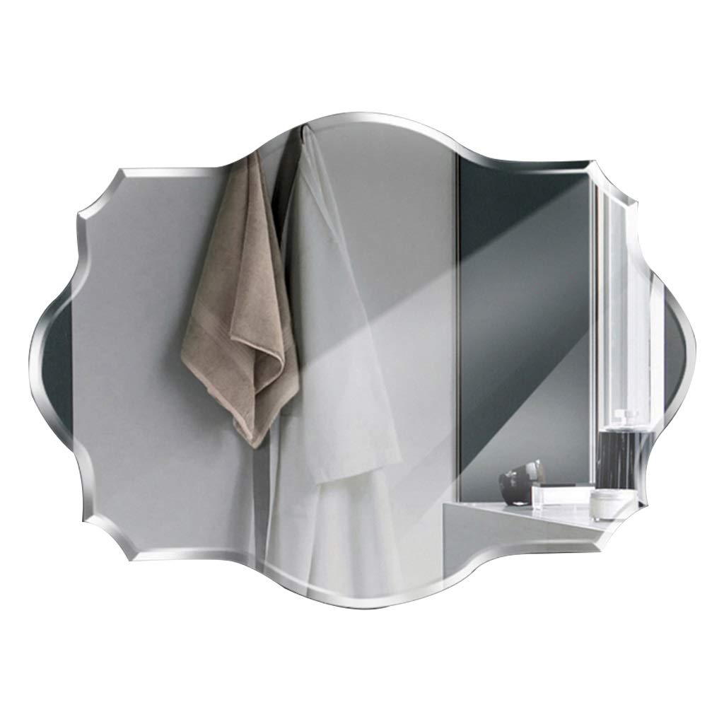 Stylish Silver Polygonal Wall Mirror for Bathroom & Bedroom - 50x70cm Modern Dressing & Makeup Mirror - Perfect for Vanity, Home Decor, and Small Spaces