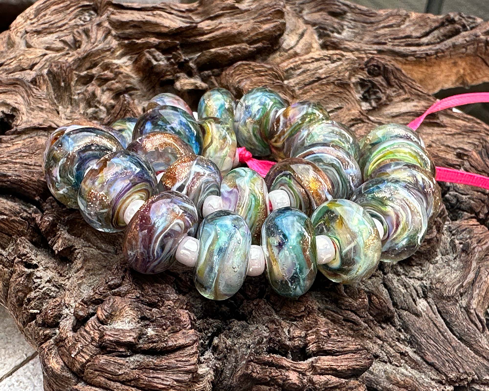 Handmade MTO Rainbow Shimmer Lampwork Glass Beads for Jewelry Making - Perfect for Necklaces, Bracelets & DIY Craft Projects