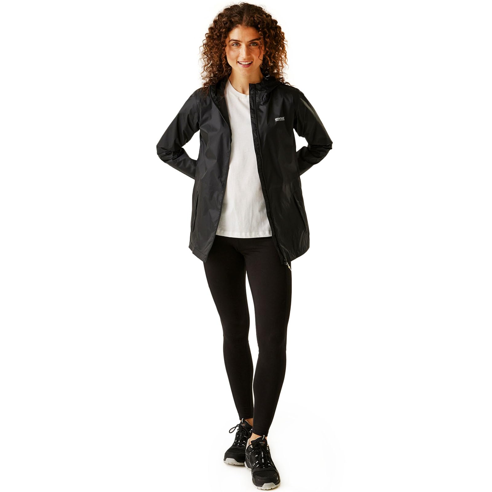 Regatta Women's Pack It III Waterproof Jacket - Lightweight Windproof Raincoat for Outdoor Activities (Black, Size 8) | Perfect for Hiking, Camping & Travel