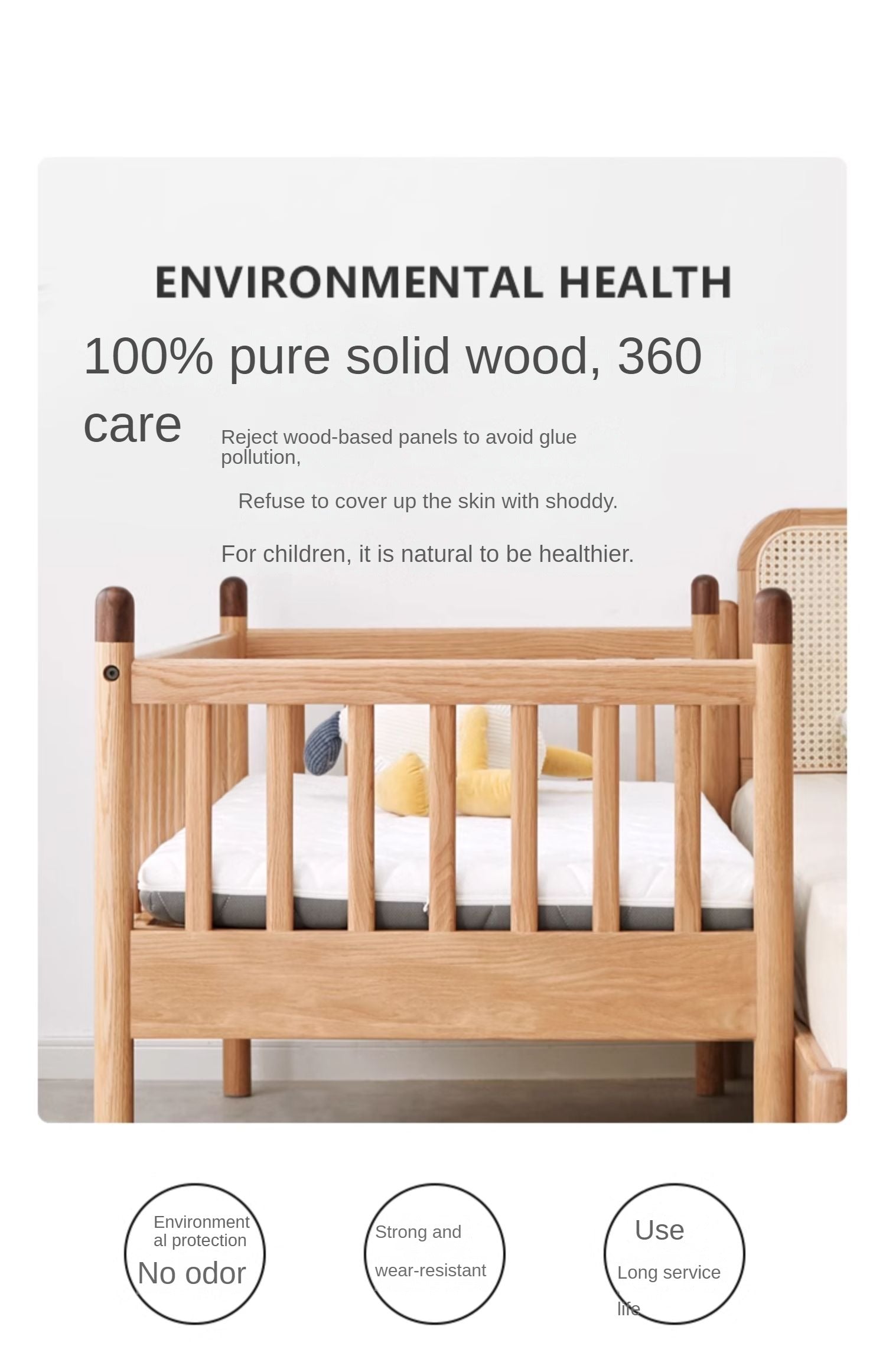 Premium Solid Oak Wood Toddler Bed – Sturdy & Safe for Kids | Perfect for Nursery, Bedroom & Daycare Use