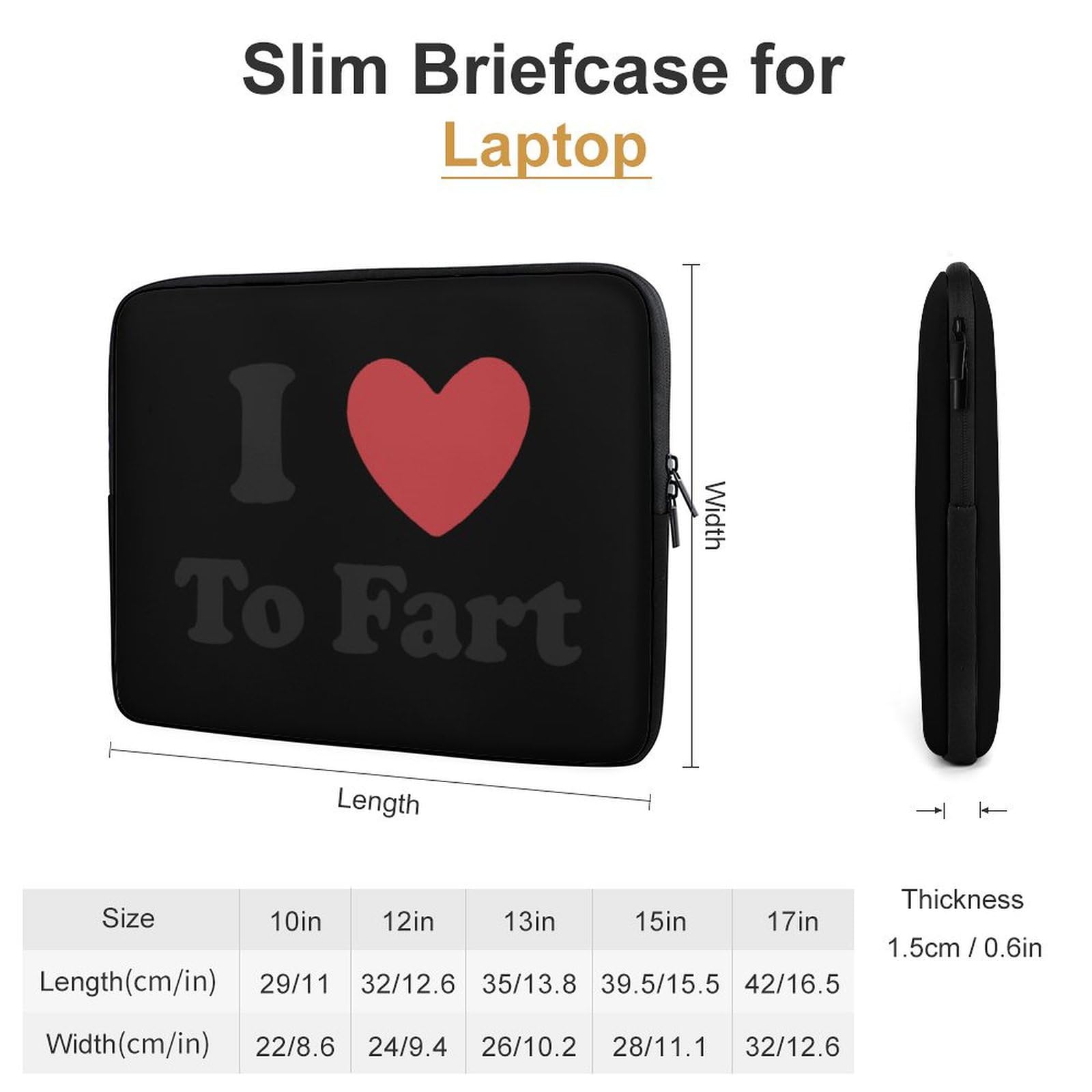 I Love to Fart Personalized Laptop Bag - Slim Business Casual Briefcase for Work, School & Travel